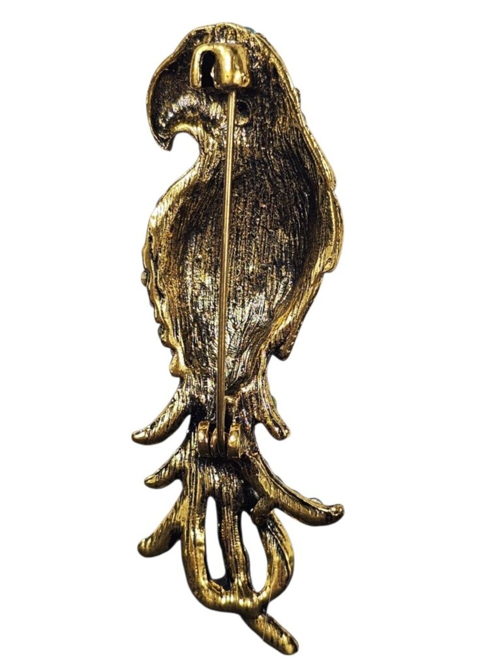 Colorful Rhinestone Parrot Bird Brooch Pin Costume Jewelry Retro VTG - Picture 2 of 6